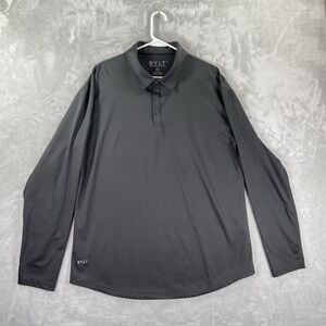 BYLT Premium Basics Shirt mens XL Polo Drop Cut Long Sleeve Casual Gray Pullover
